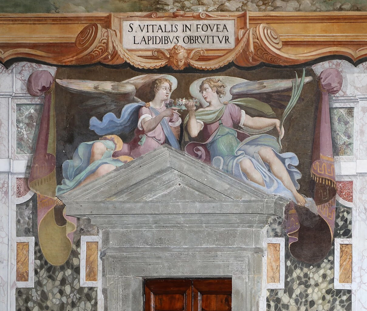 Lapidazione entro una fossa di san Vitale - Chiesa dei SS. Vitale e Compagni Martiri In Fovea, dettaglio